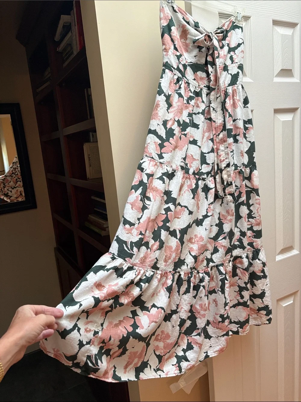 Abercrombie & Fitch Knotted Halter Maxi Dress Cutout Strapless linen blend SP